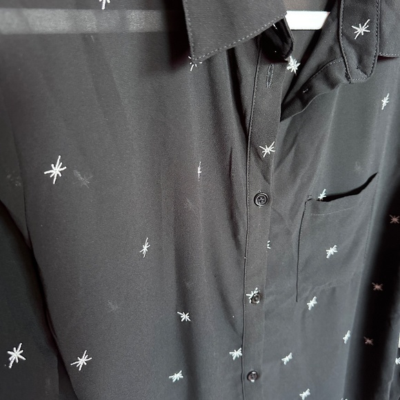 Lulu's Black Button Down Shirt with White Star Accents - Picture 6 of 8